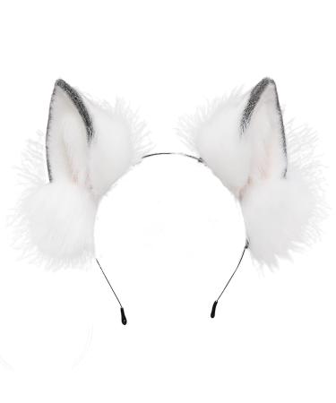 ZFKJERS Furry Fox Wolf Cat Ears Headwear Women Men Cosplay Costume Party Cute Head Accessories for Halloween (Pink Black)