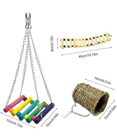 Ewolee Hamster Toys 3 Pack Ferret Toys Rat Cage Toys Hanging Ladder Hammock Swing for Small Animals Rat Hamster Gerbil Degu Guinea Pig Squirrel Ferret Parrot - Buy Online on GoSupps.com