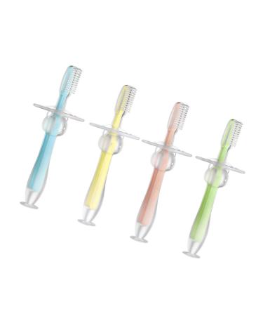 Goohochy 4 piece toddler toothbrush hand toothbrush made of silicone infant toothbrush children toothbrush toothbrush bite ring made of silicone bristle toothbrush toothbrush