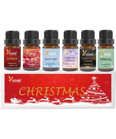 KOHAR NATURALS Premium Christmas Fragrance Oil Gift Set for Diffuser Candle and Soap. Amber Christmas Cookies Christmas Sparkle Christmas Snow Merry & Bright and Spring. 6 x 10 ml - Buy Online on GoSupps.com