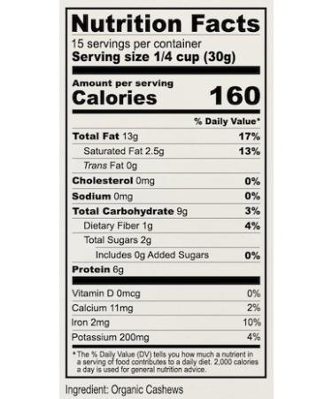 Anthony's Organic Whole Cashews 1 lb - Raw, Unsalted & Gluten Free - Buy Online on GoSupps.com