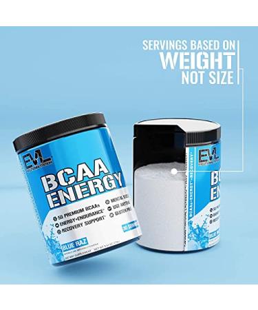 Evlution Nutrition BCAA Anytime Energy Powder - Pre Workout Powder with BCAAs Amino Acids Post Workout Recovery Drink Vitamin C Vitamin B12 Muscle Recovery Endurance (30 Servings Blue Raz V2) - Buy Online on GoSupps.com