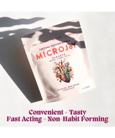 Microjoy Elevate Mood Support Relaxation & Stress Relief Gummies with L-Theanine Lion s Mane 5-HTP & B6 Vegan Non-GMO 30ct Strawberry 30 Count (Pack of 1) - Buy Online on GoSupps.com