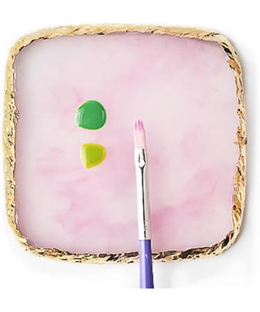 1pc Square Resin Nail Art Painting Gel Palette Golden Edge Polish Agate Mix Stir Crystal Resin Stone Plate Manicure Accessory DIY Tool Mixing Palette - Buy Online on GoSupps.com