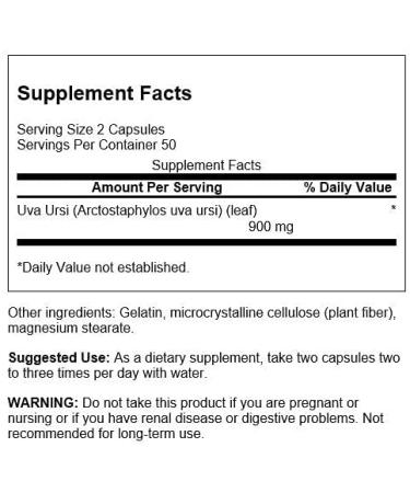 Swanson Uva Ursi Leaf 450mg 100 Capsules - Natural Urinary Health Support - Buy Online on GoSupps.com