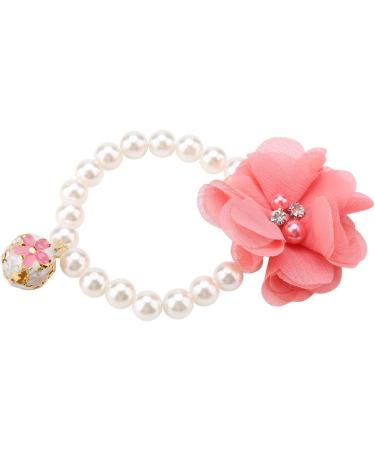 Dog Flower Pearl Necklace Pet Elastic Collar Jewelry Beads Accessory Fashionable Elegant Lace Ornament (4#) - Buy Online on GoSupps.com