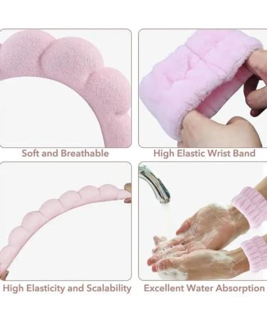 Conjunto de Diademas de Spa para Mujeres | Clip de Garra de Terciopelo para Cuidado de la Piel y Maquillaje - Rosa - Buy Online on GoSupps.com