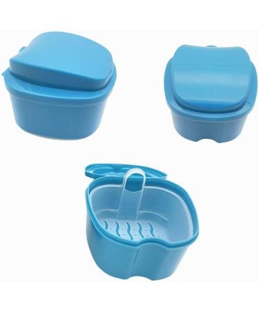 1 Pcs Denture Case Orthodontic Dental Retainer Box False Teeth Storage Container Denture Cleaning Box with Filter Portable and Easy to Travel (Blue) - Buy Online on GoSupps.com