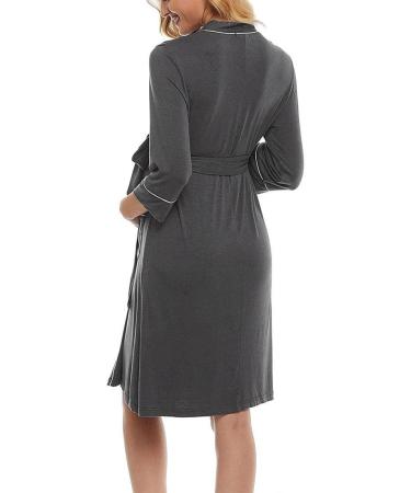 OCCIENTEC Women's Maternity Nursing Robe & Gown Set | Grey | Long Nightdress for Breastfeeding & Delivery | Maternity Hospital Nightgown - Buy Online on GoSupps.com