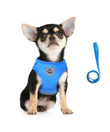 Femax dog harness and linen set for dogs soft mesh padded dishes for puppies and cats reflective adjustable breathable breathable breastware for walking running training m (breast 35-40 cm) azure
