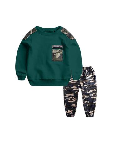 AMhomely Baby Boy Romper Sale Teen Kids Baby Boys Letter Tracksuit Camouflage Tops Pants 2PCS Outfits Set 1-2 Years Green