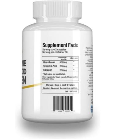 Buy Young+ Glutathione Glutamic Acid & Collagen Antioxidant Supplement 1000mg 60 Capsules for Optimal Health | Shop Internationally - Buy Online on GoSupps.com