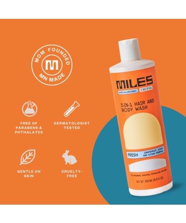 Miles 3-in-1 Body Wash - Fresh Scent - 16 oz - Buy Online on GoSupps.com