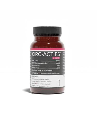 ARAGAN - Synactives - Circactifs Pill Box - Heavy Leg Circulation Food Supplement - Red Vine, Grape, Lemon, Vitamins - 60 capsules - 1 month to 2 months taken - Made in France