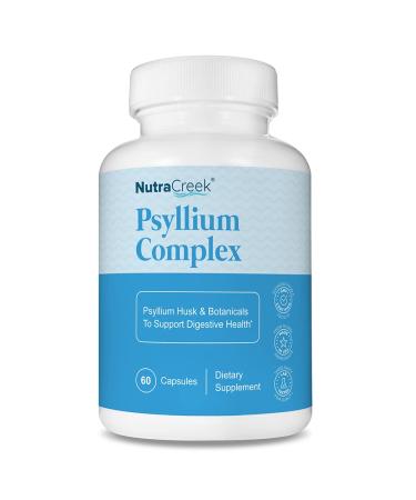 NutraCreek Psyllium Complex | 11-Ingredient Psyllium Husk Capsules with Psyllium Powder Slippery Elm & Ginger to Cleanse & Support Digestive System Health | 60 Capsules