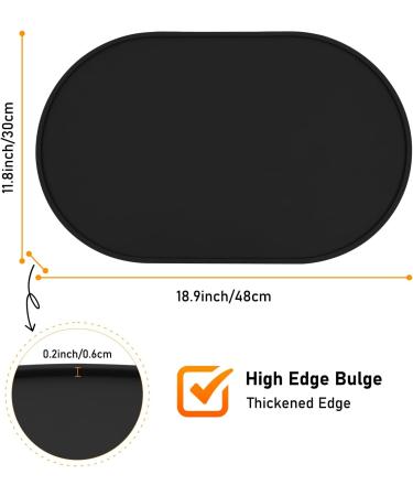 Ldyoen Silicone Dog Bowl Underlay & Cat Feed Mat - Waterproof Slip-Resistant Large 48x30cm - Ideal for Dogs & Cats - Black - Buy Online on GoSupps.com