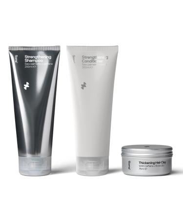 Sons Hair Strengthening Treatment Plan Shampoo & Conditioner + Hair Clay DHT blocker thickening and antidandruff with caffeine 1 month supply Made in Europe