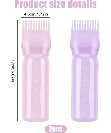 2pcs Hair Oil Applicator Bottle 60ml - Pink+Purple Hair Dye Brush Bottle for Salon Use - Buy Online on GoSupps.com