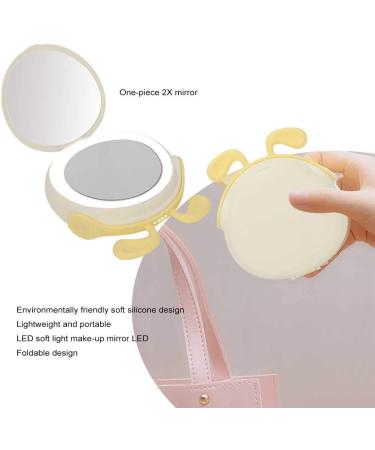 HURRISE Lighted Mirror Lightweight Mirror with Lights Travel Mirror 3000mAh USB Power Bank Compact Mirrors Travel Use for Home Use Touch Up Daily Use (Yellow) - Buy Online on GoSupps.com