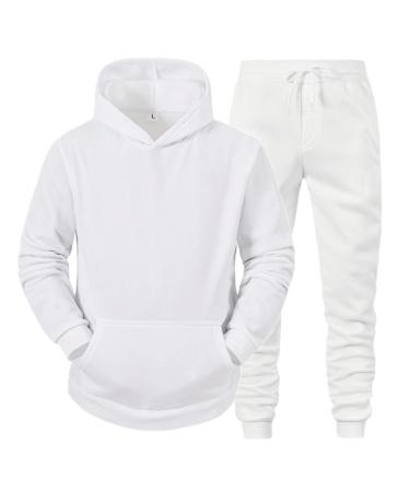 Hanxiulin men's training suit leisure access casual zipper training suit autumn and winter leisure clothes men jogging suit sweatshirt pants white xl