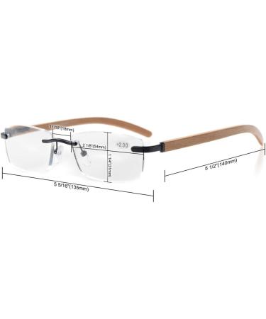 Eyekepper Rimless Reading Glasses with Spring Hinges & Wood Arms - Gold +2.0 | International Shipping Available - Buy Online on GoSupps.com