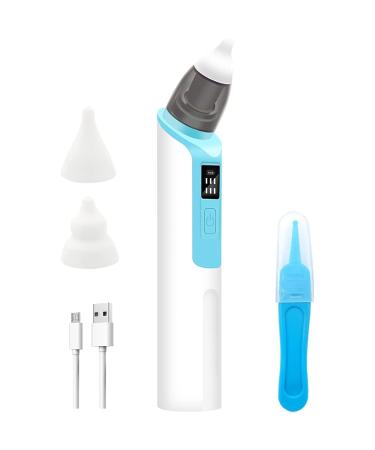 Baby Nasal Aspirator  Baby Nose Sucker  Electric Nose Suction for Baby  Rechargeable Baby Nose Cleaner with 2 Size of Nozzles 1 Clip for Newborns and Toddlers (E- Nose Sucker-Blue)