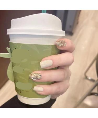 Donghai Handmade Nail Dressing False Nail Patch Seasonal Grey Champagne Diamond (Size : S)