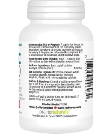 Prairie Naturals NAC 100 N-Acetyl L-Cysteine - 60 caplets - prevents vitamin E deficiency. Sources of antioxidants that fight/protect against free radicals and protects fat in body tissues from oxidation. Non-GMO Gluten Free Vegan - Buy Online on GoSupps.com