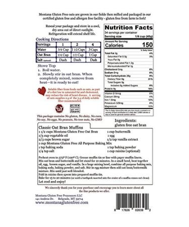 Gluten Free Oat Bran - 3lb Bag | High Quality, Certified Gluten Free - Buy Online on GoSupps.com