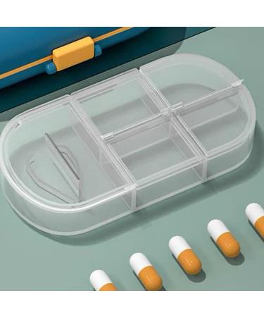 Small Pill Box with 4 Compartments - Waterproof Travel Daily Pill Organizer | Compact Medicine Holder for Vitamins - Blue & White - Buy Online on GoSupps.com