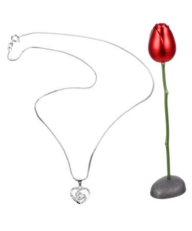 1 Set 2 Pcs Valentine's Day Present Romantic Flowers 27X5CM Silver