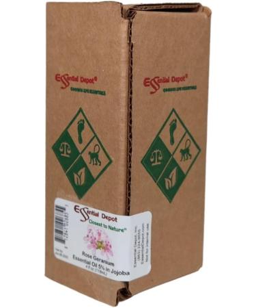 Essential Depot Rose Geranium Essential Oil 5% Dilution in Jojoba - 4 fl oz - Essential Oil Protective Amber Glass Bottle with a Safety Sealed Phenolic Screw Cap - Buy Online on GoSupps.com