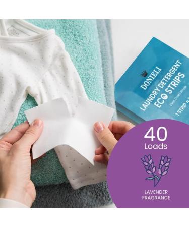 Donieli Eco-Friendly Laundry Detergent Strips - Lavender Fragrance, 40 Loads, Super Concentrated Bio Washing Formula - 100% Recyclable, No Waste - 40 Count - Buy Online on GoSupps.com