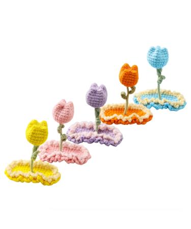 Crochet Knitted Hair Clips for Girls Children's Day Birthday Christmas Gifts Hair Accessories Clips Strong Hold Jaw Clamp for Thick Thin Hair Makeup Application (Tulips)