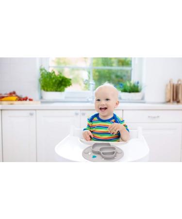 Silicone Divided Toddler Plate | Non-Slip Suction Placemat for Kids | BPA-Free Baby Dinner Bowl | Cow-Gray - Buy Online on GoSupps.com