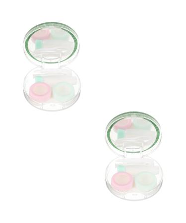 Healvian 2 sentences contact lens foil mirror film Small plastic container practical lens holder eye lens organizer homemade holder frame frame frame freulein container