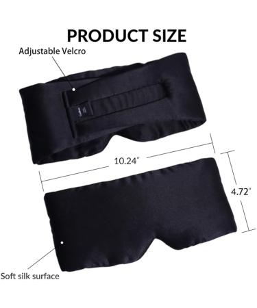 100% Mulberry Silk Sleep Mask for Men & Women - Adjustable Light Blocking Eye Mask for Side Sleepers - Black - Buy Online on GoSupps.com