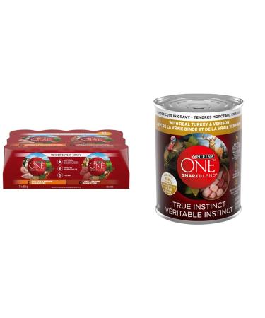 Purina ONE SmartBlend Wet Dog Food Variety Pack: Chicken & Lamb Tender Cuts + True Instinct Turkey & Venison Tender Cuts (24 Cans) Chicken & Lamb + Turkey & Venison