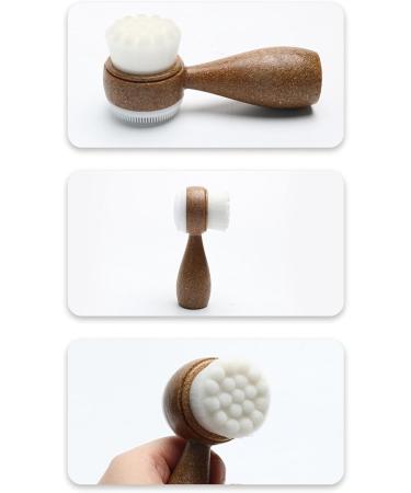 Fovolat Double Sided Face Brush | Manual Face Brush Soft Bristle Face Scrubber Facial Cleansing Brush Face Exfoliation Pore Brush for Skincare - Buy Online on GoSupps.com