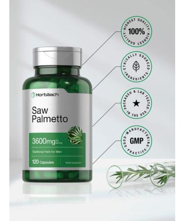 Saw Palmetto Extract Capsules | 120 Count | Gluten Free | Made from Berries | Horbaach - Buy Online on GoSupps.com
