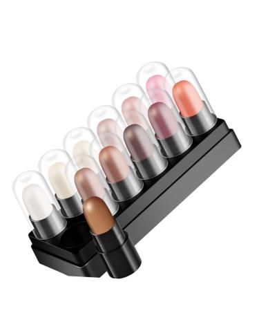 Healeved 12pcs 12 Shadow Box Eye Brightener Stick Eyeshadow Pencil Crayons Makeup Kit Plastic