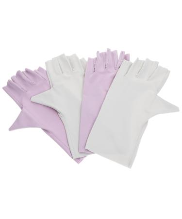 Beaupretty 2 Pairs Pink Gloves Protective Gloves for Manicure Uv Protection Gloves Nail Art Supplies Uv Nail Gloves Fingerless Gloves Sun Protection Gloves Nylon Summer Nail Supplies