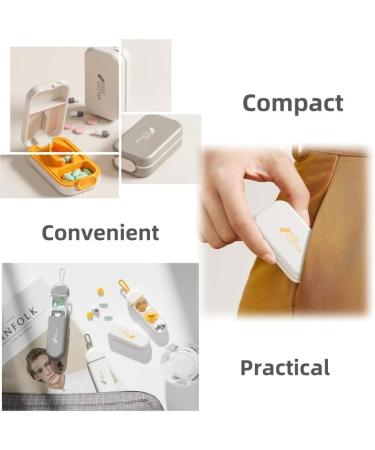 Portable Pill Cutter and Pill Box Set | Travel-Friendly Medication Organizer with Safety Lock | Small Pills Storage (Light Grey - Buy Online on GoSupps.com