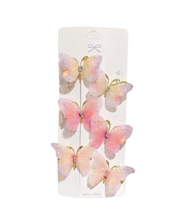 6PCS Colorful Butterfly Hairpins Hair Clips Barrettes Women Sweet Hair Rainbow Random Fashion Headwear Hair Accessories