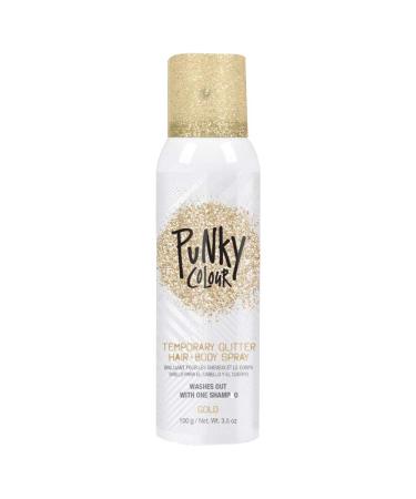 Punky Temporary Hair and Body Glitter Color Spray, Travel Spray, Lightweight, Adds Shimmery Glow, Perfect to use On Hair, Skin, or Clothing, 3.5 oz - GOLD