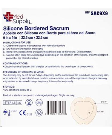 Premium Silicone Bordered Foam Sacrum Dressing 9''x9'' - Medical Grade, Box of 5 - Buy Online on GoSupps.com