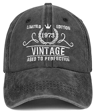 Siteshy 50th Birthday Gifts for Women Men Vintage 1973 Baseball Cap Ideas Gift Party Hats Parents Turning 50 Th Vintage 1973-black 2