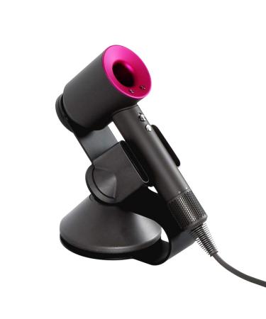Hairdryer Stand Holder for Dyson Magnetic Carbon Steel Bracket Power Plug Holder Bathroom Organizer for Dyson Supersonic Hairdryer Diffuser and Two Nozzles (Black)