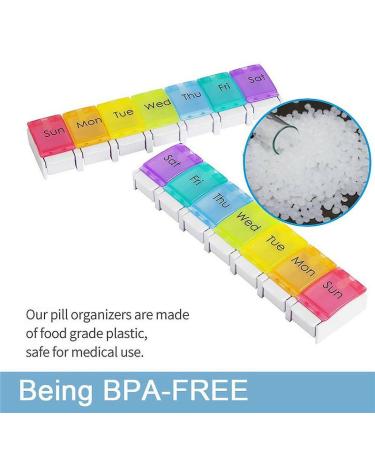 Weekly Pill Box Organizer - 7 Day Medication Organizer with Easy Open Button - BPA Free Travel Pill Box for Vitamins & Supplements - Buy Online on GoSupps.com