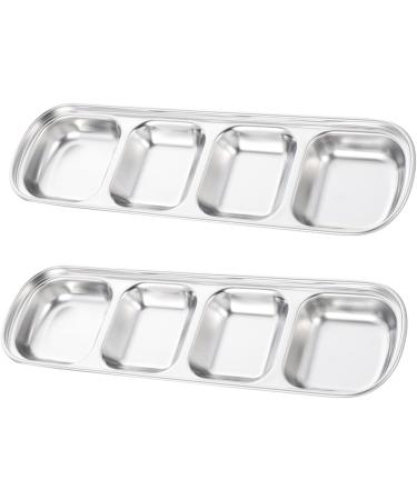 8 Pcs Stainless Steel 4 Compartments Mini Saucer Stainless Steel Dish Soy Sauce Plates Non-magnetic Soy Sauce Vegetables Silver Soy Sauce Dishes Chip and Dip Serving Set ( Color : Silverx4pcs Size : 26.6X8.1CMx3pcs Silverx4pcs - Buy Online on GoSupps.com